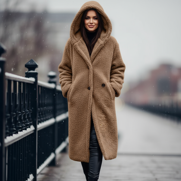 Vivienne: Elegant teddy hooded coat