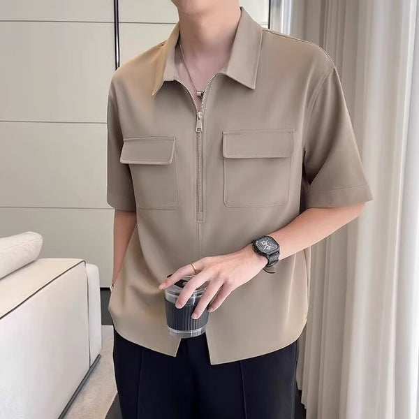 Luke | Men's zip-up casual shirt in trend colors