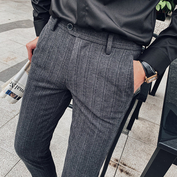 Jonas | Men's slim-fit herringbone suit pants