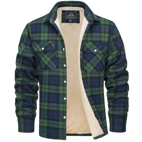 Felix | Trendy men's flannel jacket with Sherpa lining