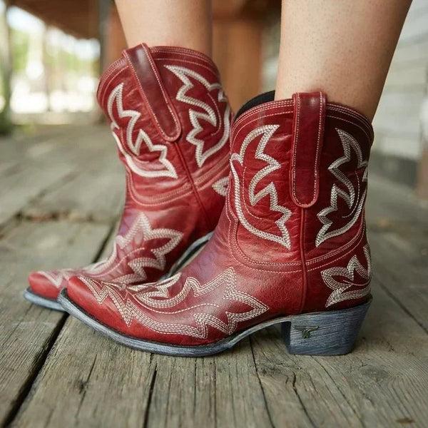 Lena | Women's Embroidered Ankle Cowboy Boots