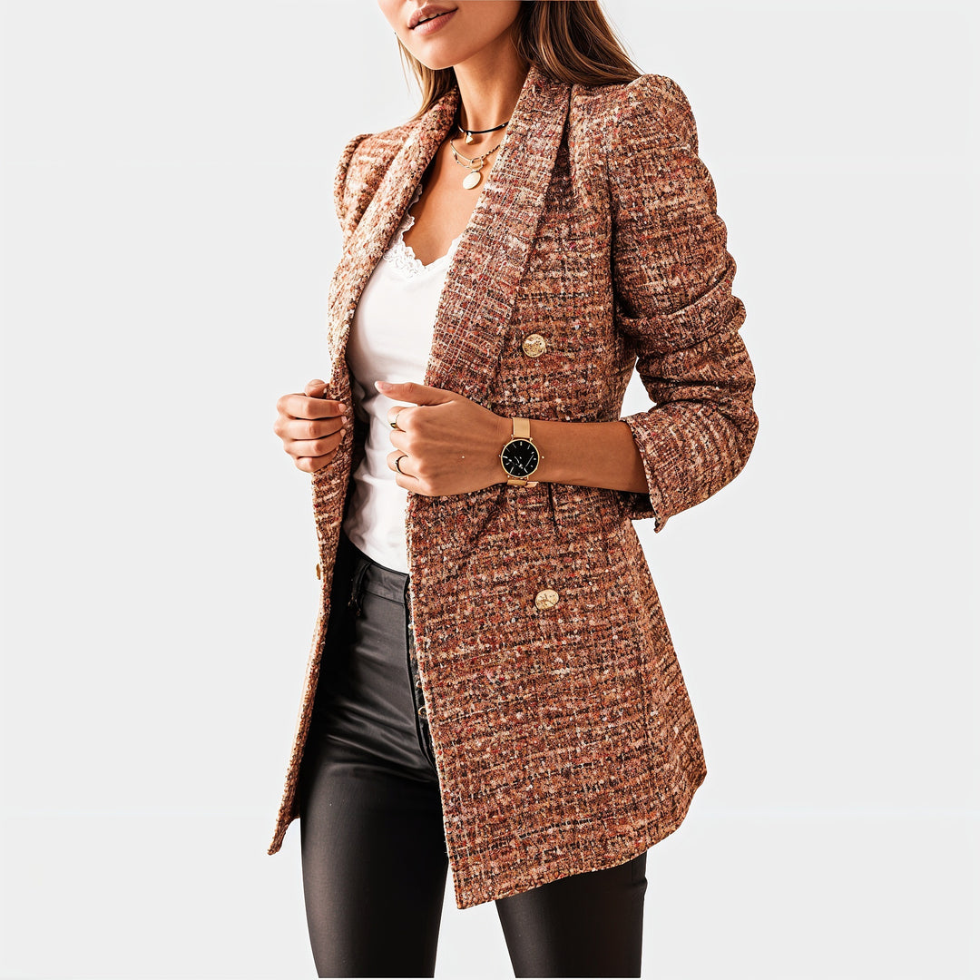 Marc's tweed blazer: double-breasted & gold buttons chic