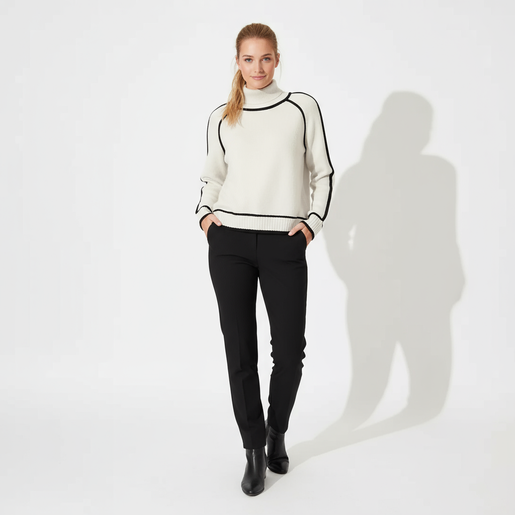 Max: Elegant turtleneck sweater with contrasting details