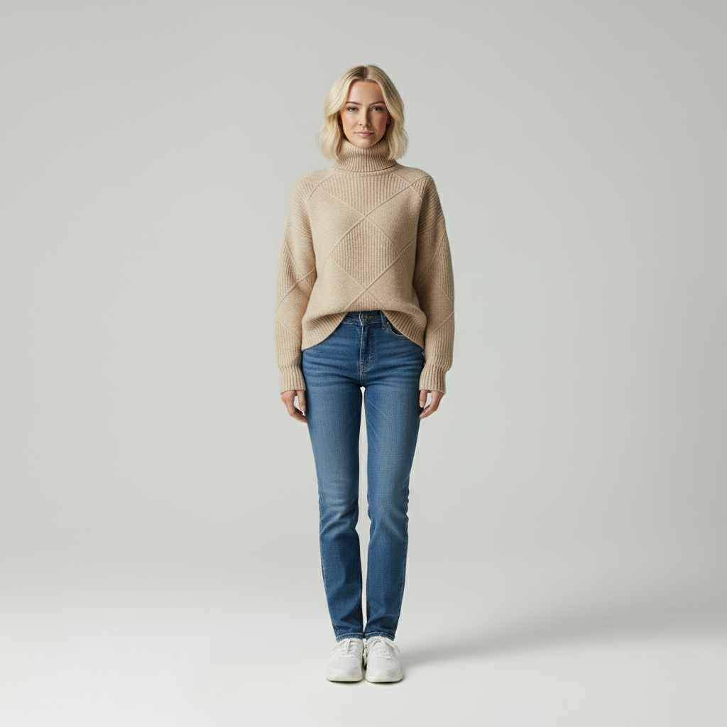 David Classic structured stand-up collar sweater