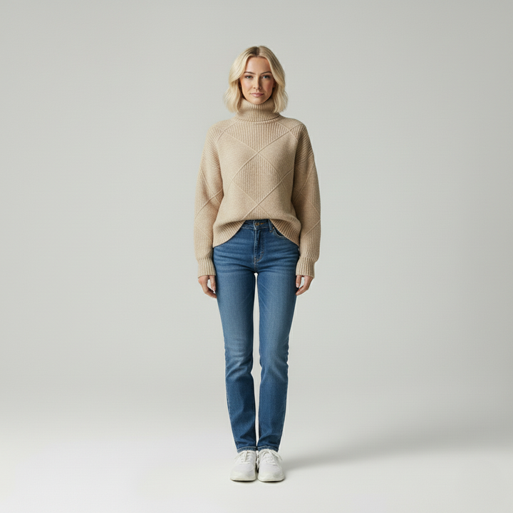 David Classic structured stand-up collar sweater