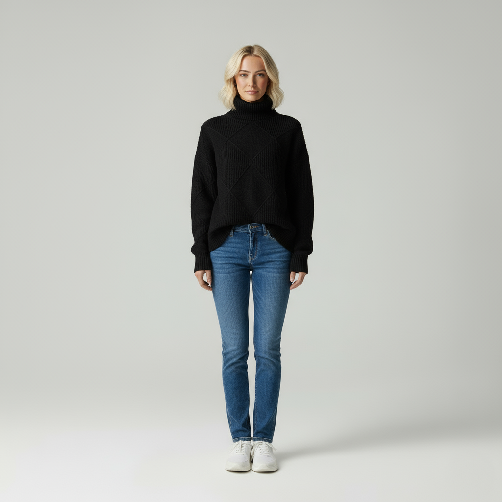 David Classic structured stand-up collar sweater