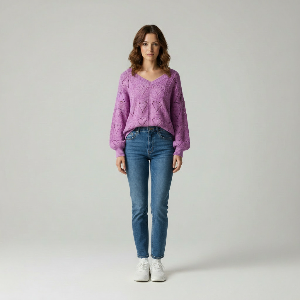 Maximilian: Heart structure knit sweater
