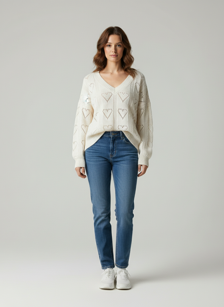 Maximilian: Heart structure knit sweater
