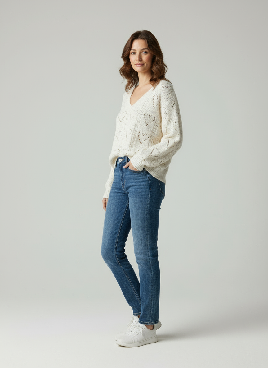 Maximilian: Heart structure knit sweater