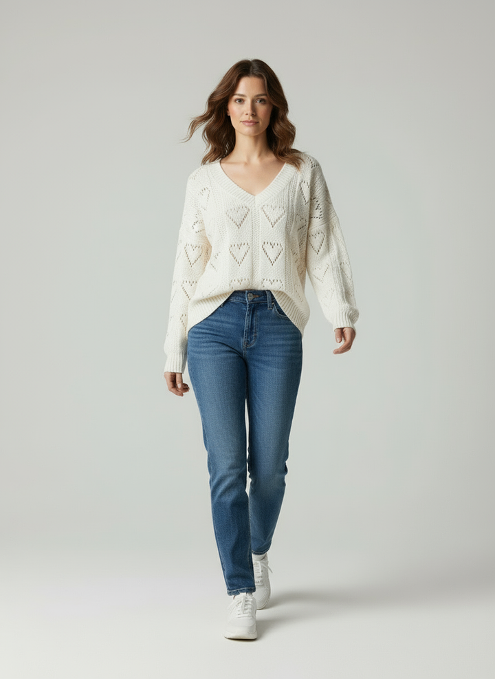 Maximilian: Heart structure knit sweater