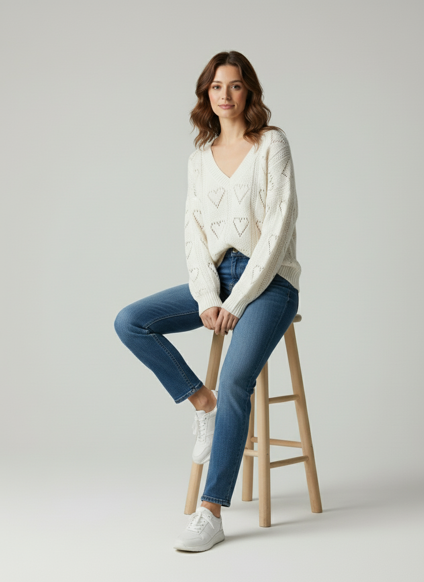 Maximilian: Heart structure knit sweater