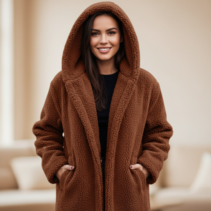 Vivienne: Elegant teddy hooded coat