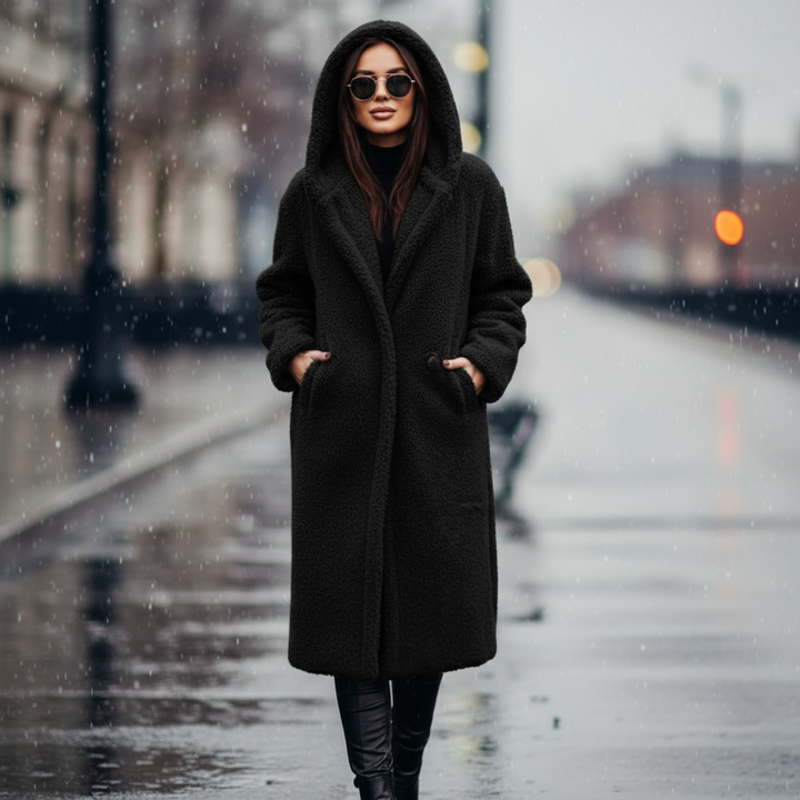 Vivienne: Elegant teddy hooded coat