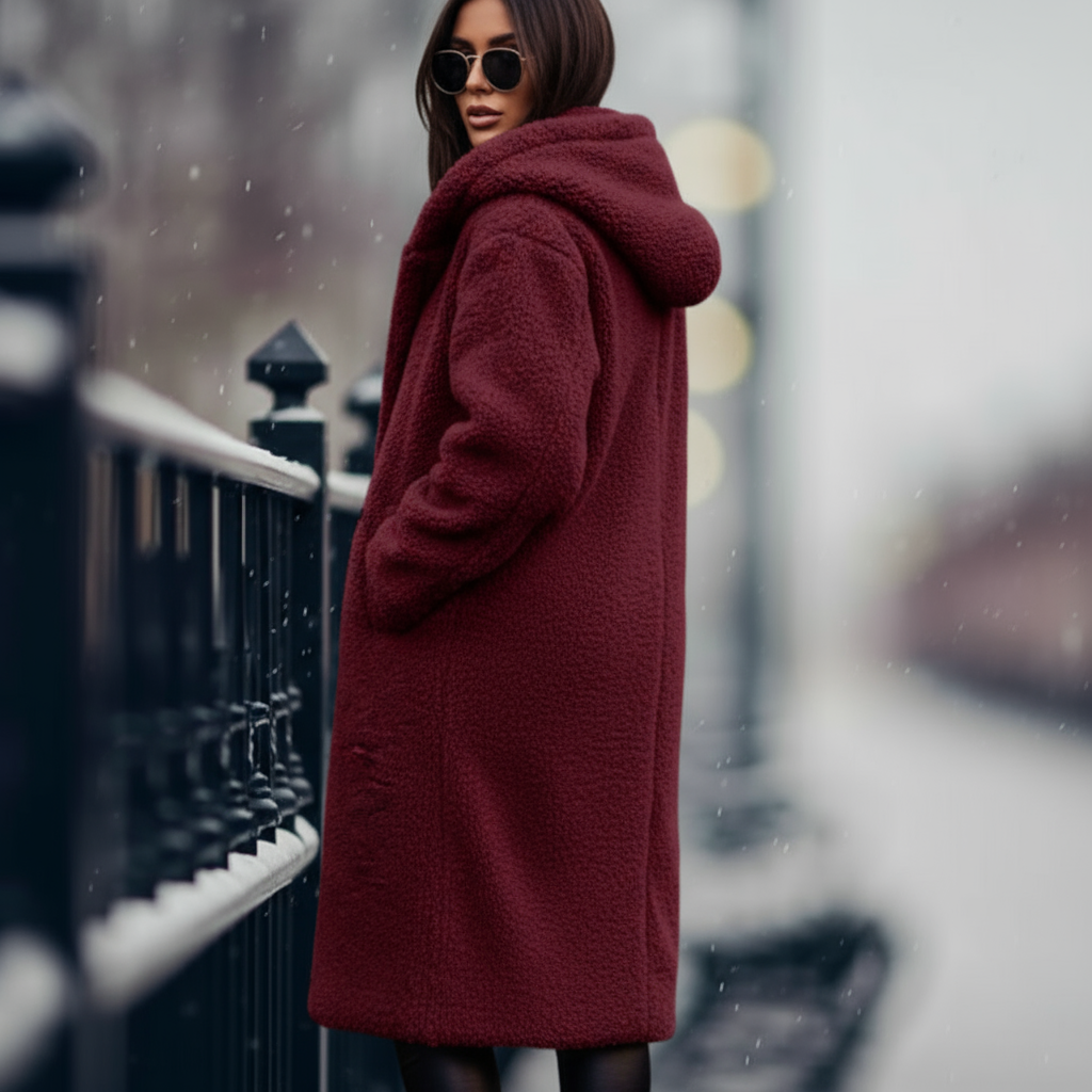 Vivienne: Elegant teddy hooded coat