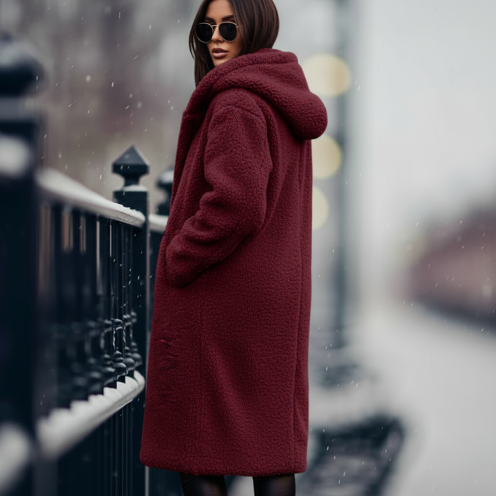 Vivienne: Elegant teddy hooded coat
