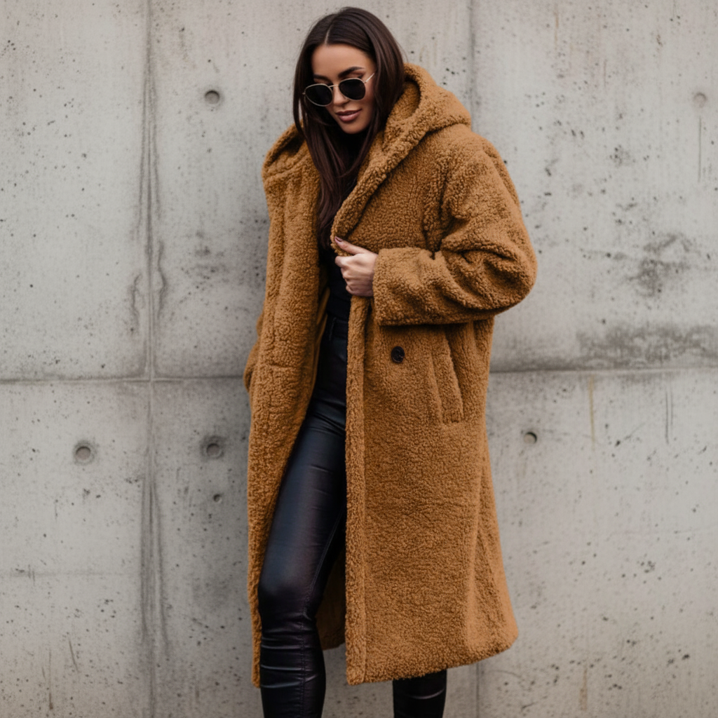 Vivienne: Elegant teddy hooded coat