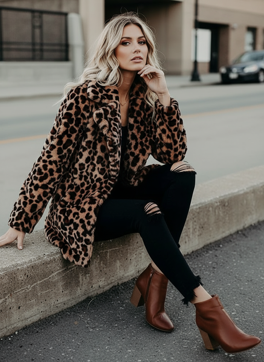Sofia Elegant Leopard Coat