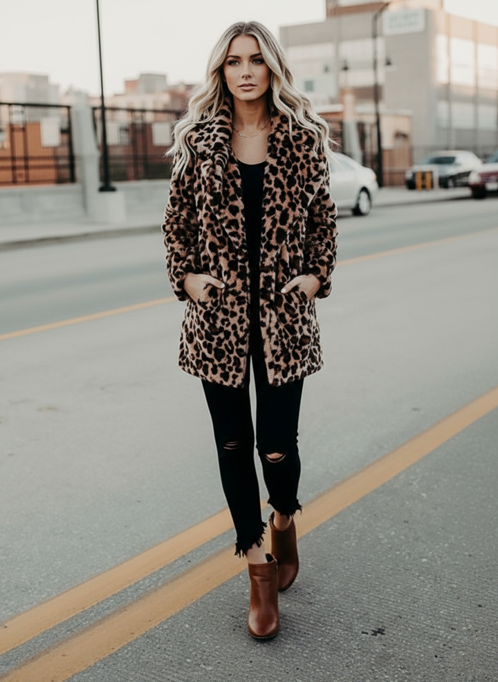 Sofia Elegant Leopard Coat
