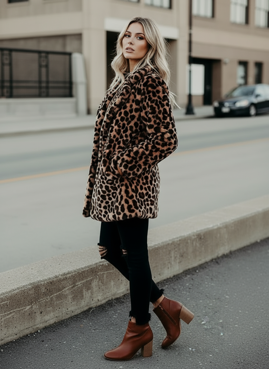 Sofia Elegant Leopard Coat