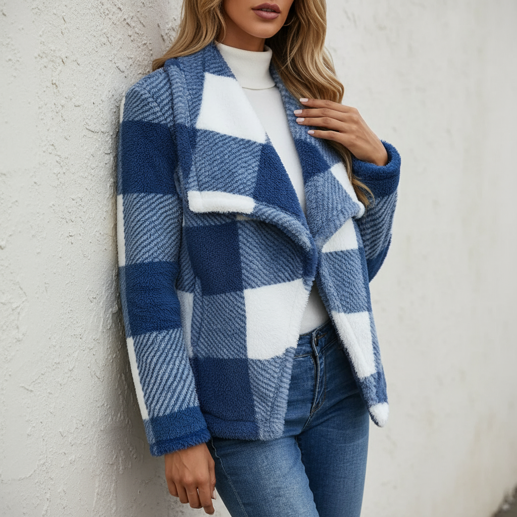 Enara Timeless checked knit jacket with a plush feel