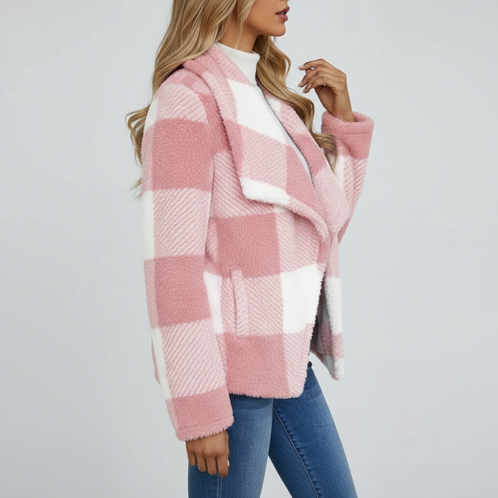 Enara Timeless checked knit jacket with a plush feel