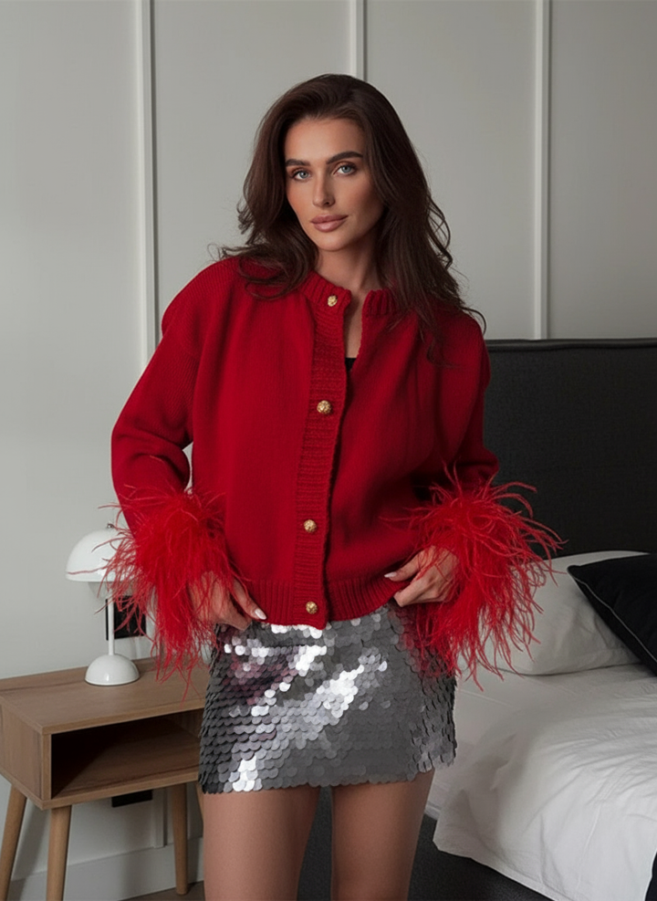 Geraldina Feather Cardigan: Elegant knitwear