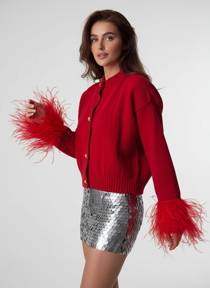 Geraldina Feather Cardigan: Elegant knitwear