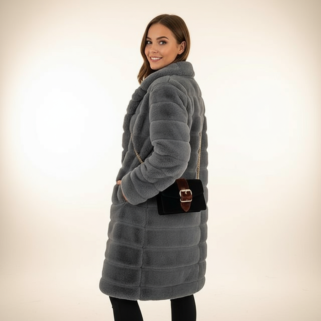 Anna's Elegant Faux Fur Coat with Hood