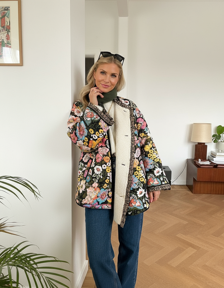 Benno timeless quilted jacket with floral print