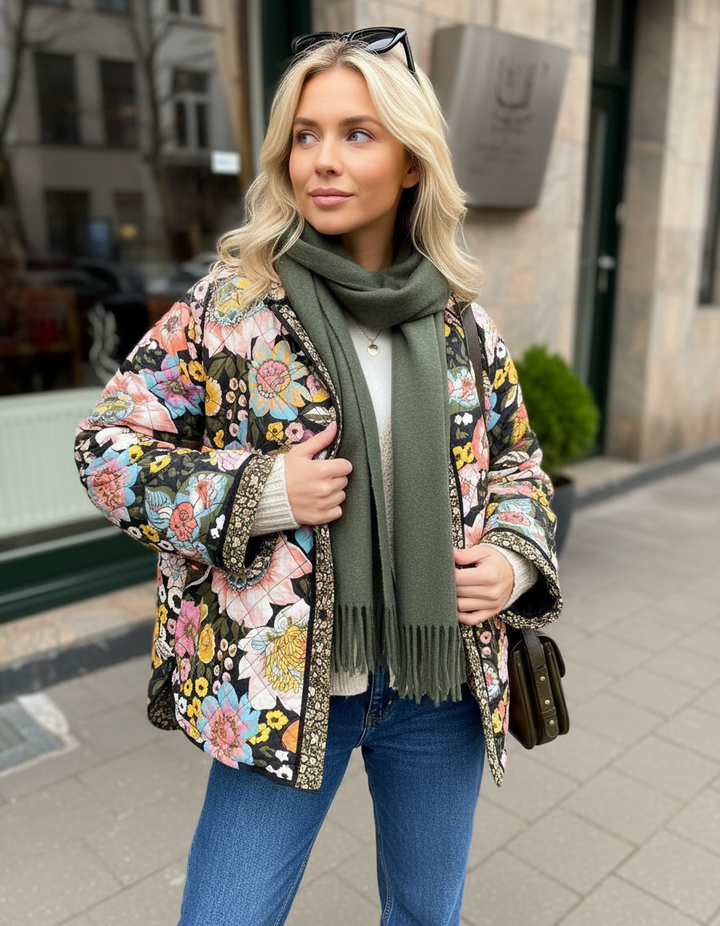 Benno timeless quilted jacket with floral print