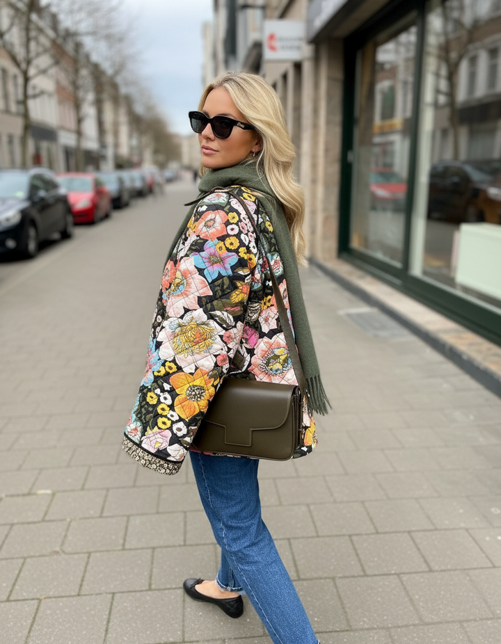 Benno timeless quilted jacket with floral print