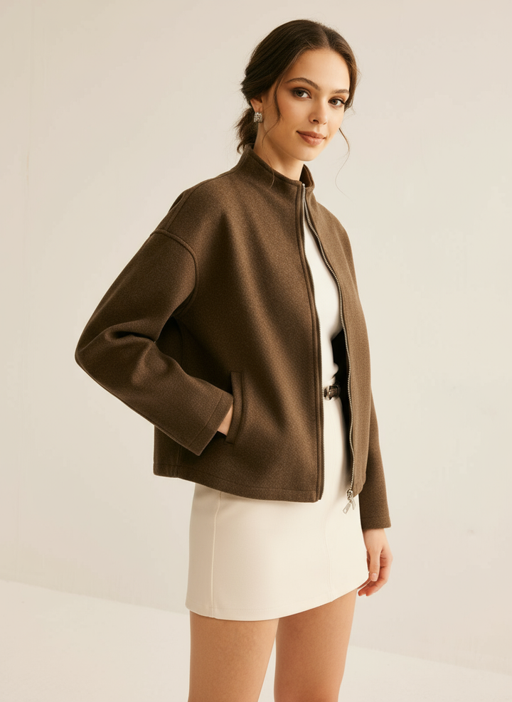 Elana: Timeless brown jacket with zip