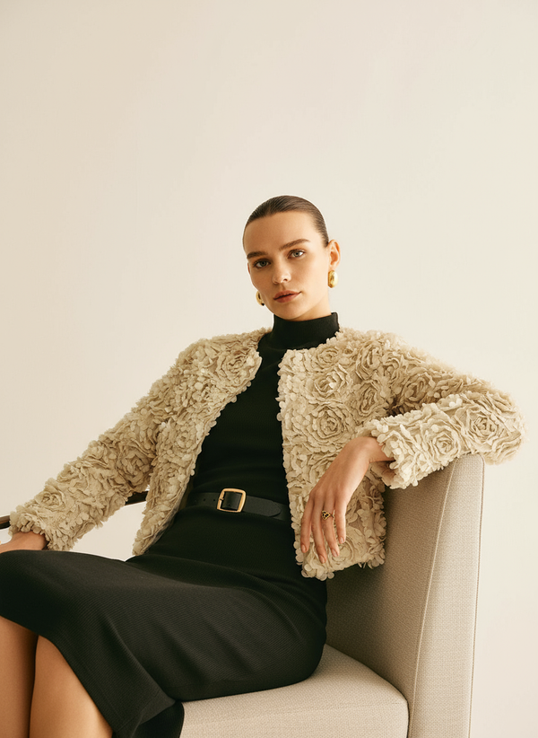 Clara Rose Texture Women'sJacket - Timeless & Elegant