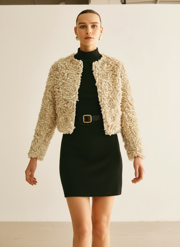 Clara Rose Texture Women'sJacket - Timeless & Elegant