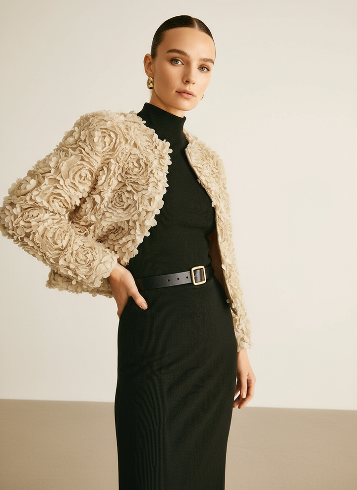 Clara Rose Texture Women'sJacket - Timeless & Elegant