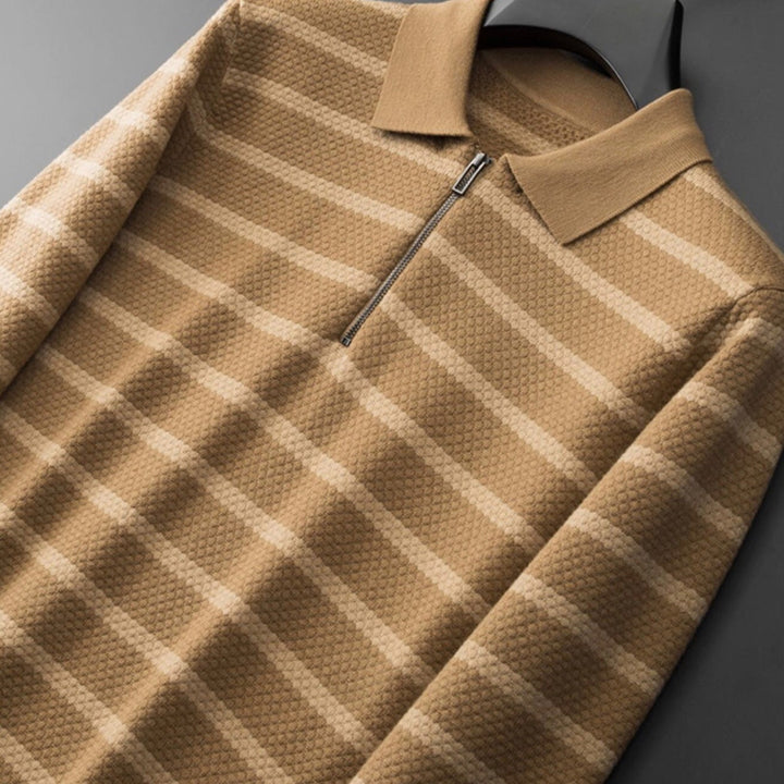 Luca | Men's striped half-zip polo shirt