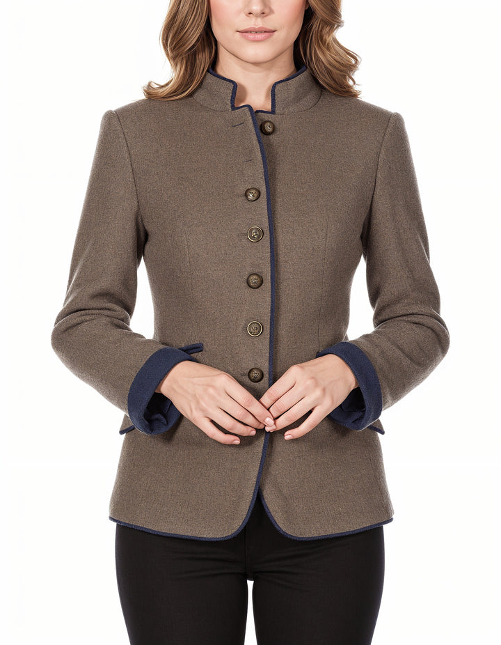 Maximilian wool blazer: smart casual with contrasting trim