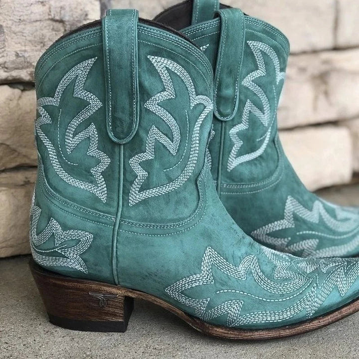 Lena | Women's Embroidered Ankle Cowboy Boots