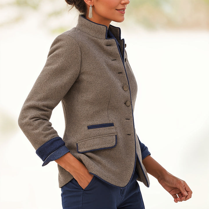 Maximilian wool blazer: smart casual with contrasting trim