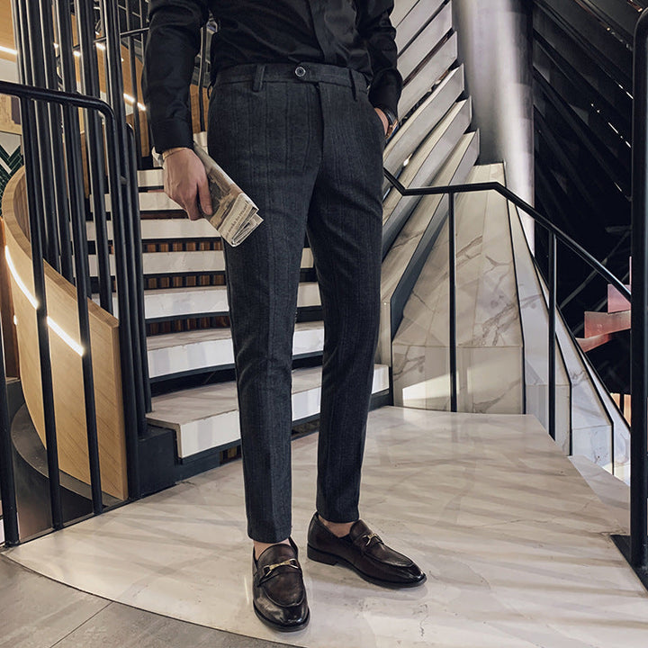 Jonas | Men's slim-fit herringbone suit pants