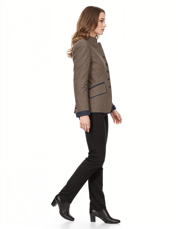 Maximilian wool blazer: smart casual with contrasting trim
