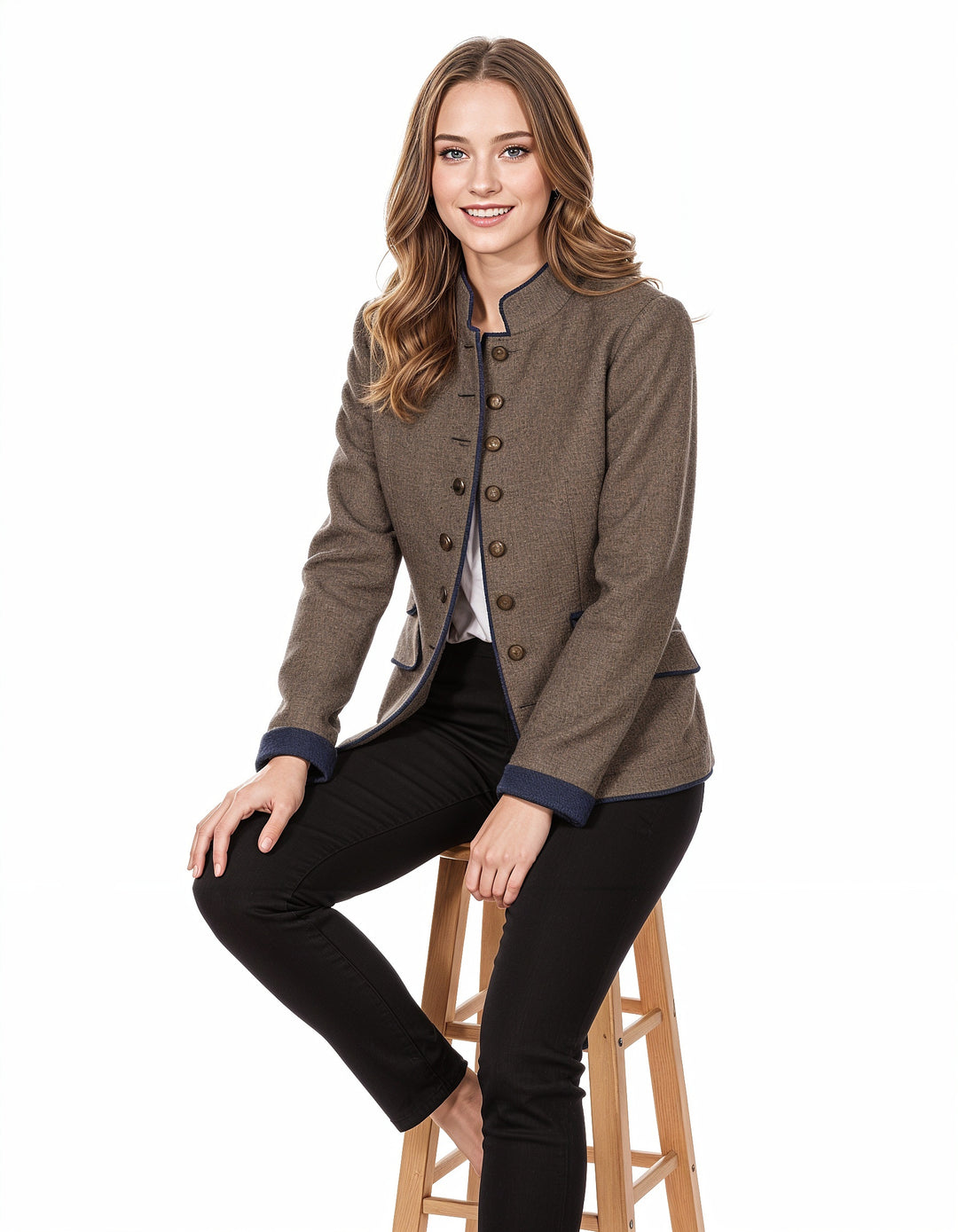 Maximilian wool blazer: smart casual with contrasting trim
