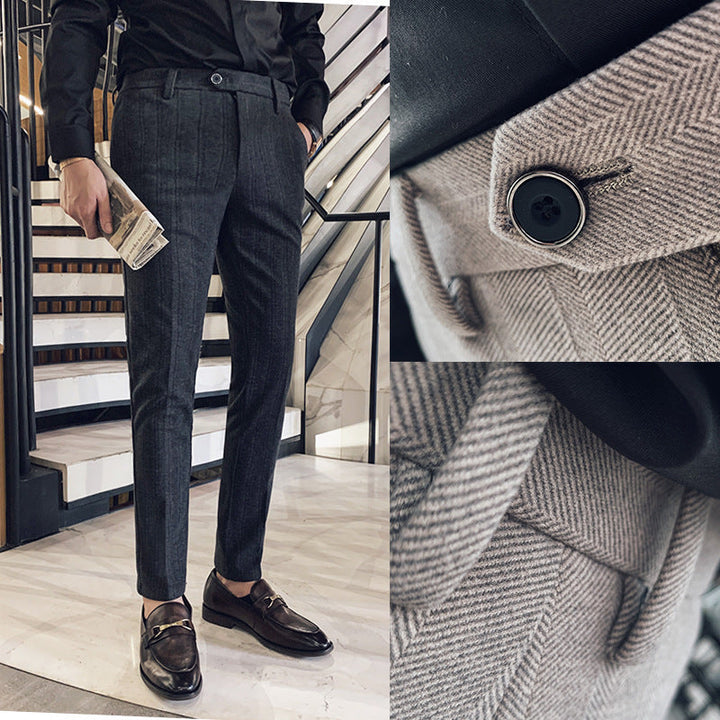 Jonas | Men's slim-fit herringbone suit pants