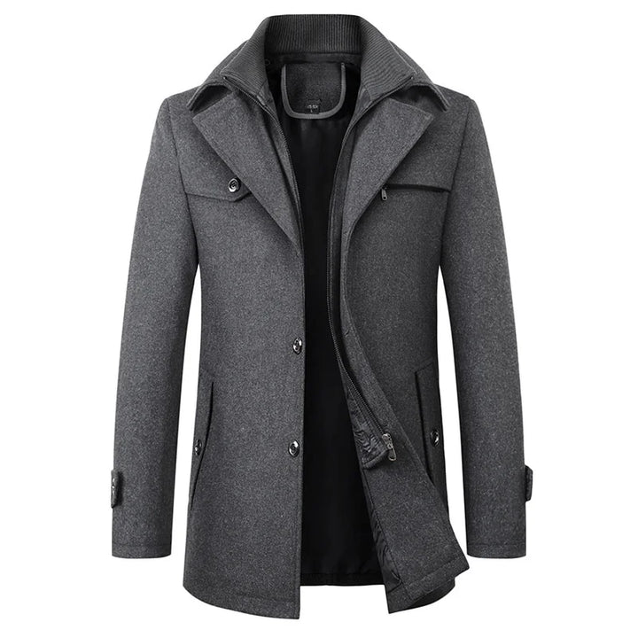 Luke | Men's Mid-Length Peacoat in Navy