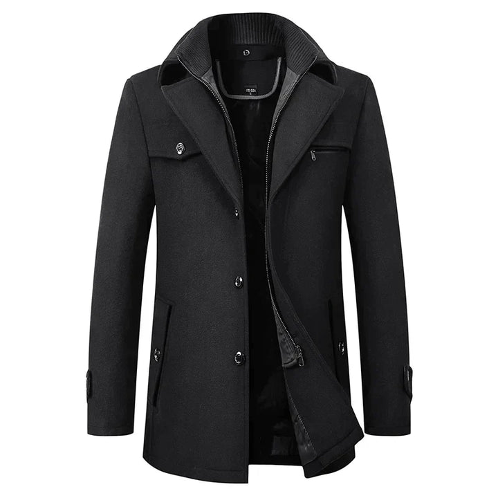 Luke | Men's Mid-Length Peacoat in Navy