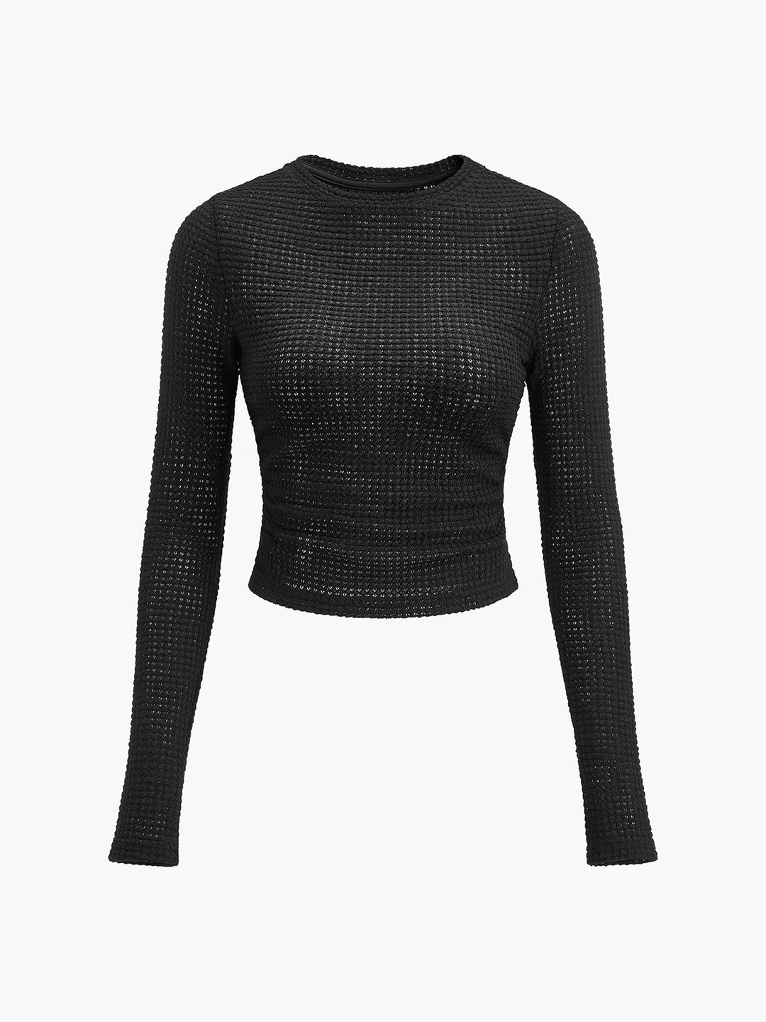Anna | Women's Fitted Waffle Knit Long Sleeve Top in Sage