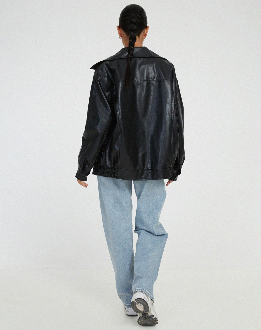 Maximilian: Oversized faux leather bomber jacket streetwear