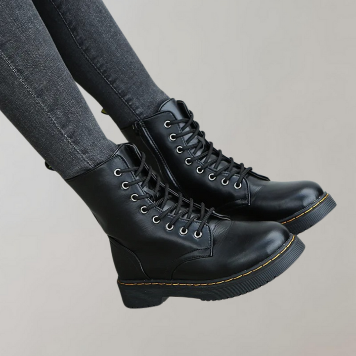 Leonora | Trendy women's combat ankle boots lacing