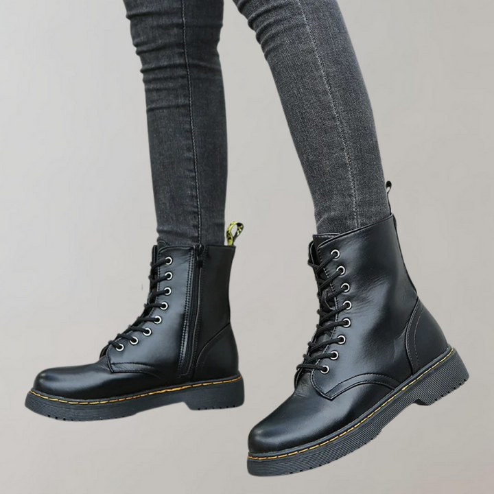 Leonora | Trendy women's combat ankle boots lacing