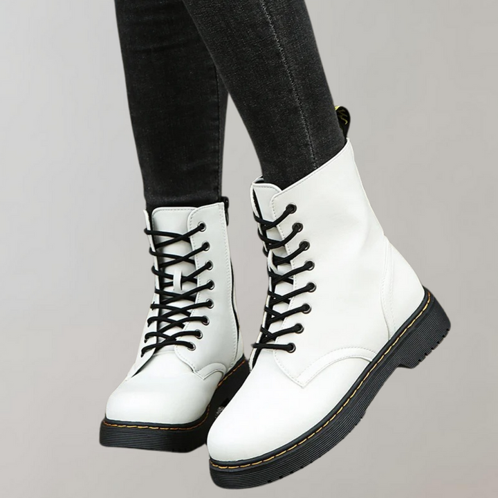 Leonora | Trendy women's combat ankle boots lacing